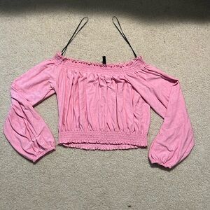 H&M pink off the shoulder crop top